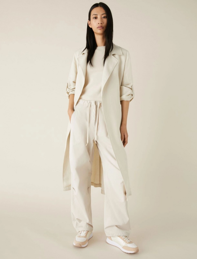 Płaszcz Damskie Marella Linen-Blend Duster Białe | Polska 570829-UXD