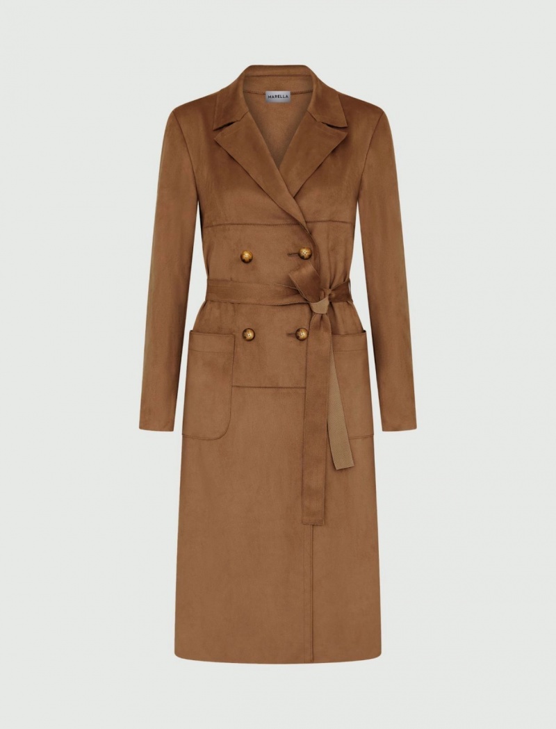 Płaszcz Damskie Marella Long Jersey Trench Brązowe | Polska 764059-LSH