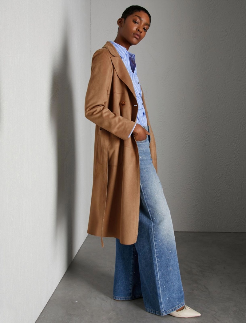Płaszcz Damskie Marella Long Jersey Trench Brązowe | Polska 764059-LSH