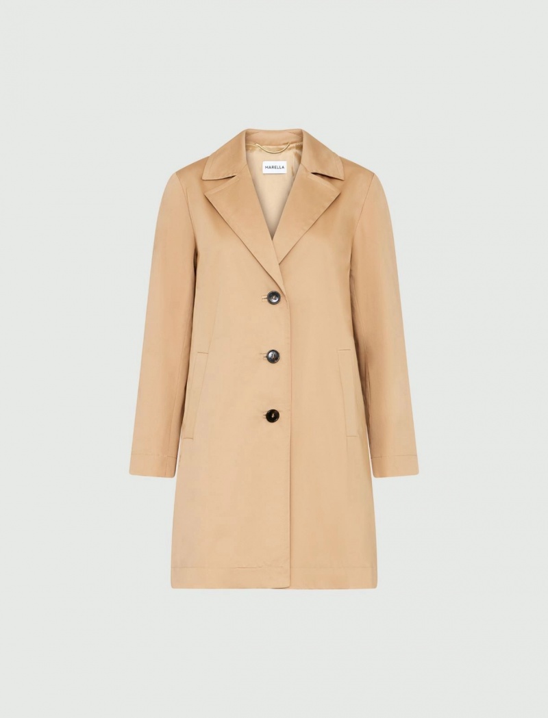 Płaszcz Damskie Marella Single-Breasted Trench Brązowe | Polska 863719-TMC
