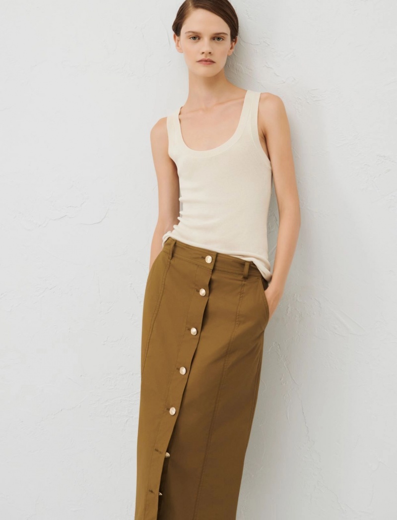 Spódnica Damskie Marella Button-Up Oliwkowe | Polska 516024-ZXS