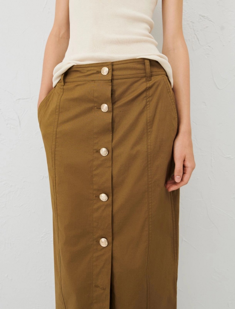 Spódnica Damskie Marella Button-Up Oliwkowe | Polska 516024-ZXS