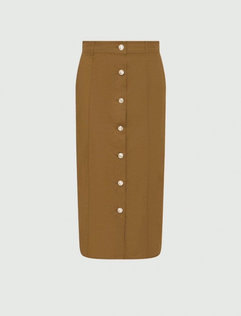 Spódnica Damskie Marella Button-Up Oliwkowe | Polska 516024-ZXS