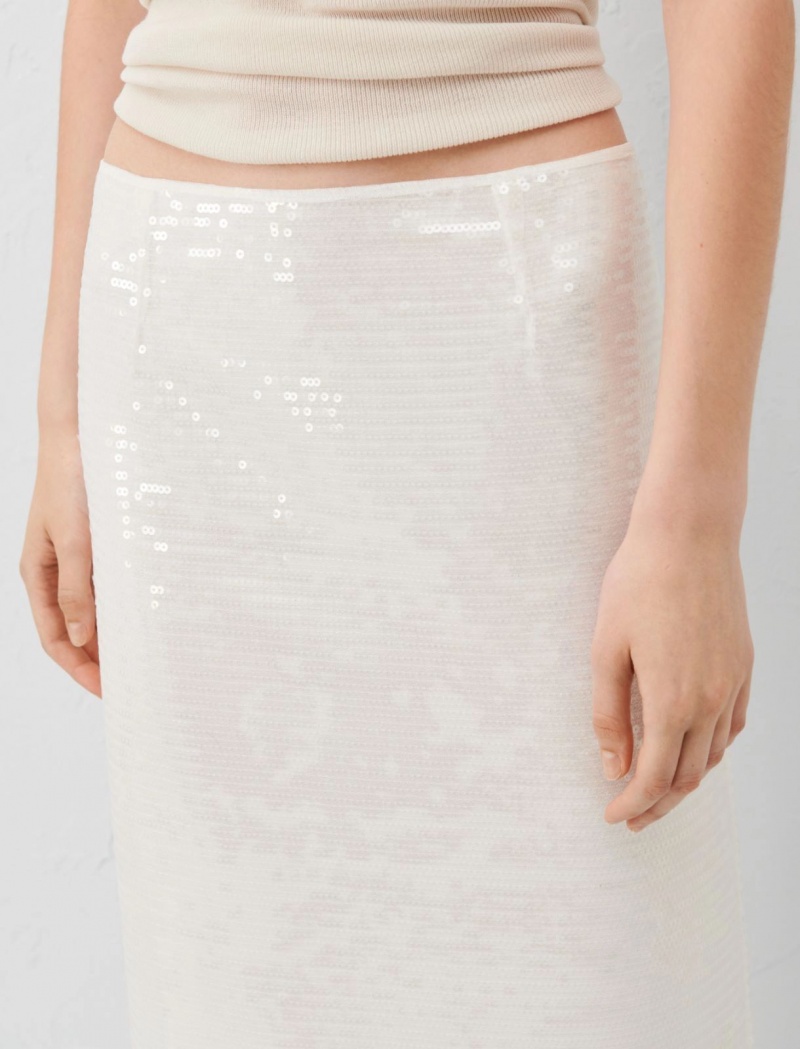 Spódnica Damskie Marella Sequin Białe | Polska 073514-UNS