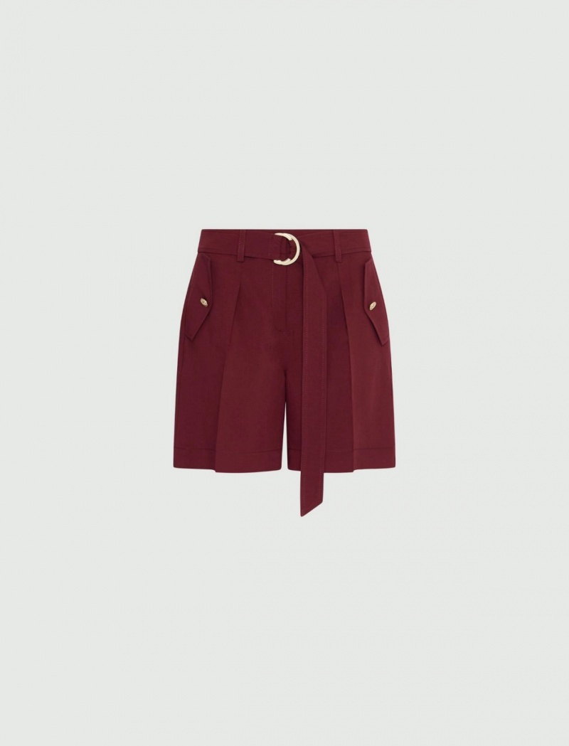 Spodenki Damskie Marella Linen-Blend Bordowe | Polska 389561-MQF