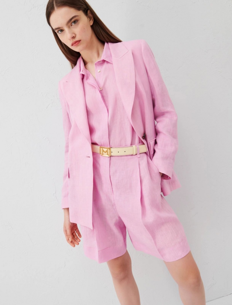 Spodenki Damskie Marella Linen Bermuda Różowe | Polska 801694-SFZ