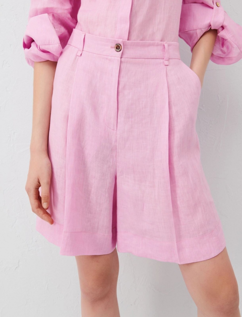 Spodenki Damskie Marella Linen Bermuda Różowe | Polska 801694-SFZ