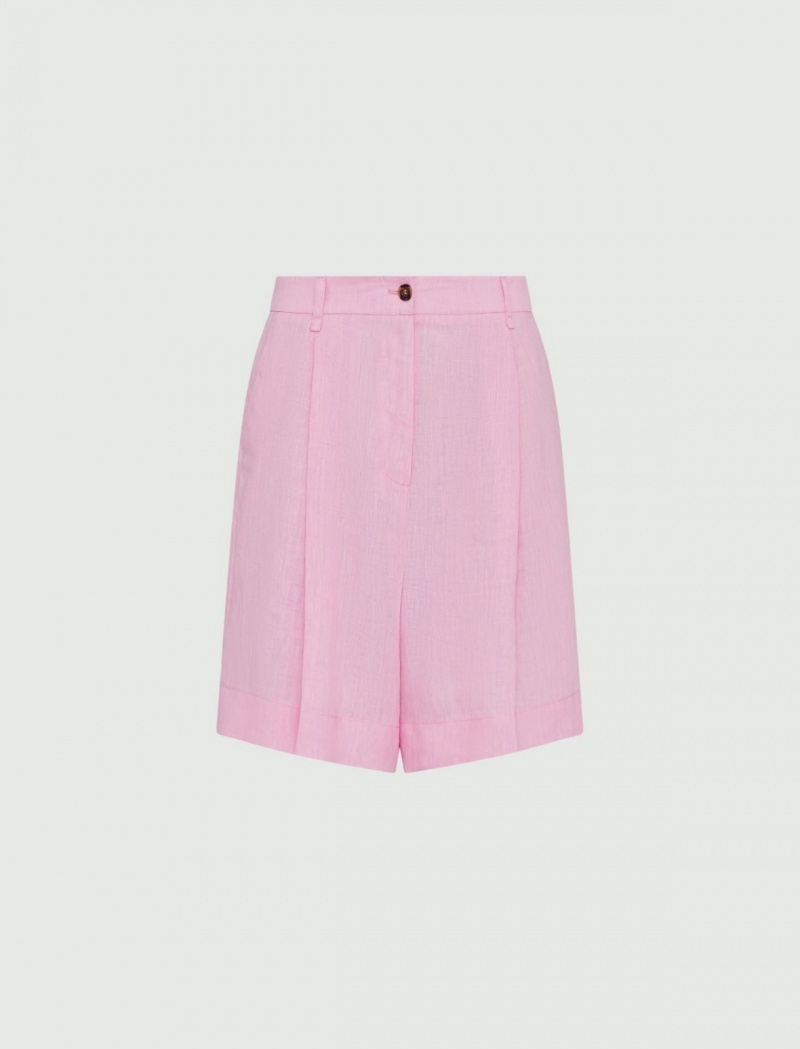 Spodenki Damskie Marella Linen Bermuda Różowe | Polska 801694-SFZ