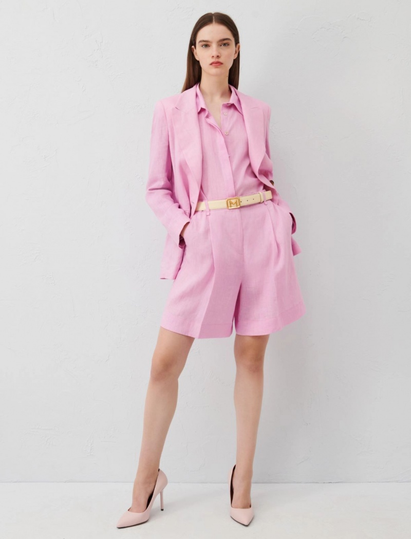 Spodenki Damskie Marella Linen Bermuda Różowe | Polska 801694-SFZ