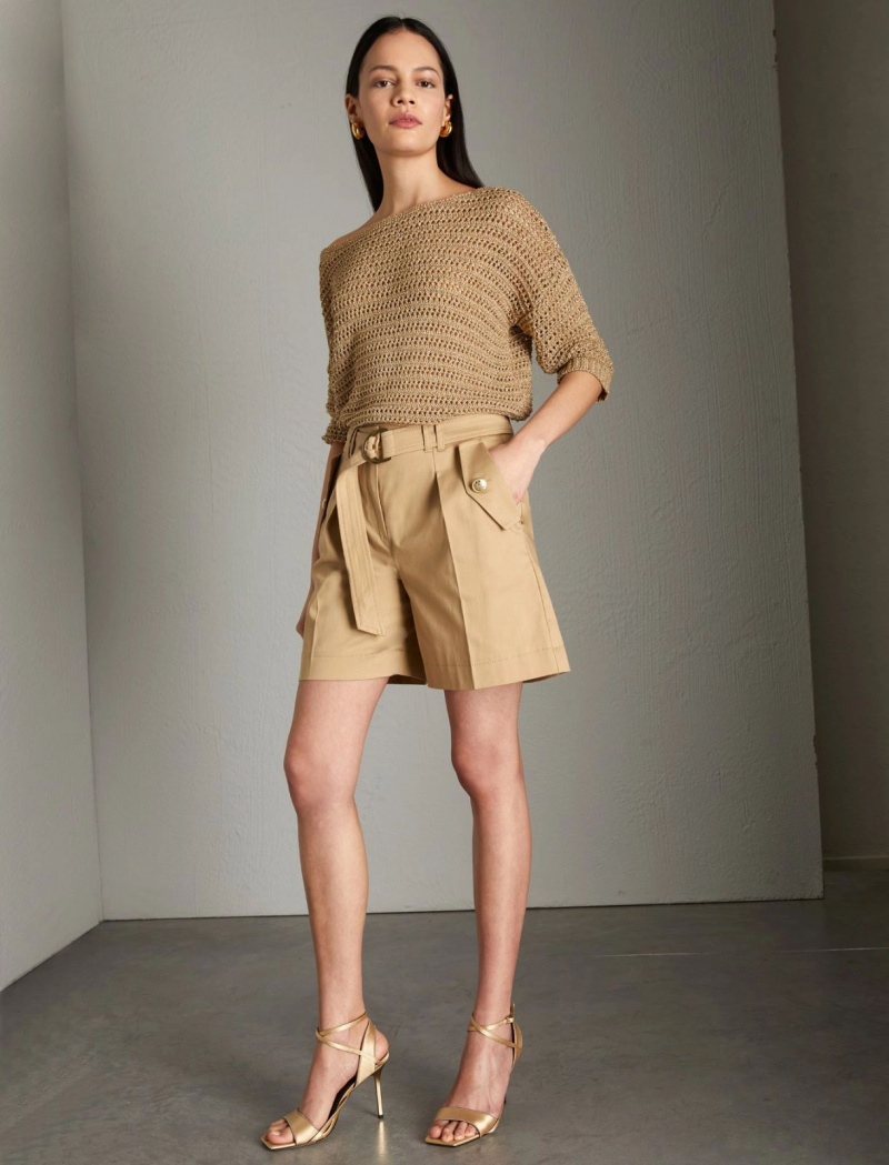 Spodenki Damskie Marella Shorts & Belt Brązowe | Polska 156807-CWK
