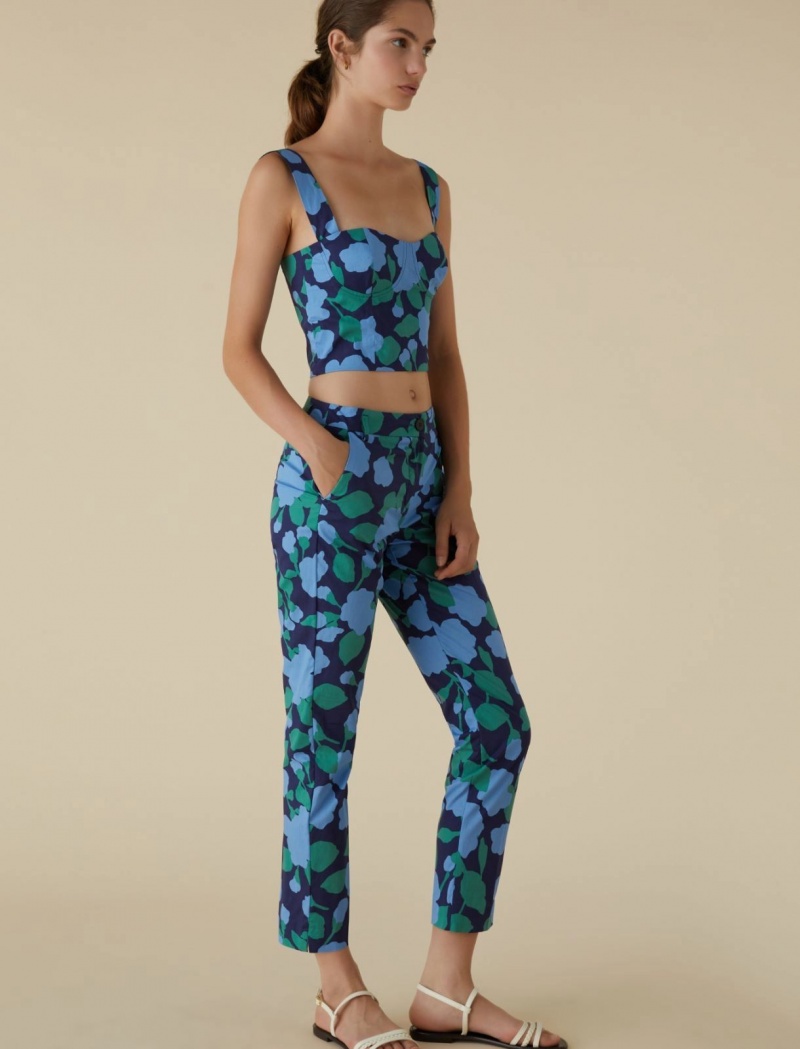 Spodnie Chinosy Damskie Marella Chinos Niebieskie | Polska 710586-MBY