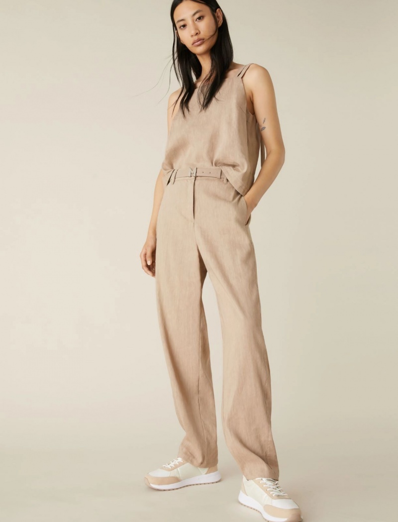Spodnie Damskie Marella Carrot-Fit Beżowe | Polska 415982-CSP