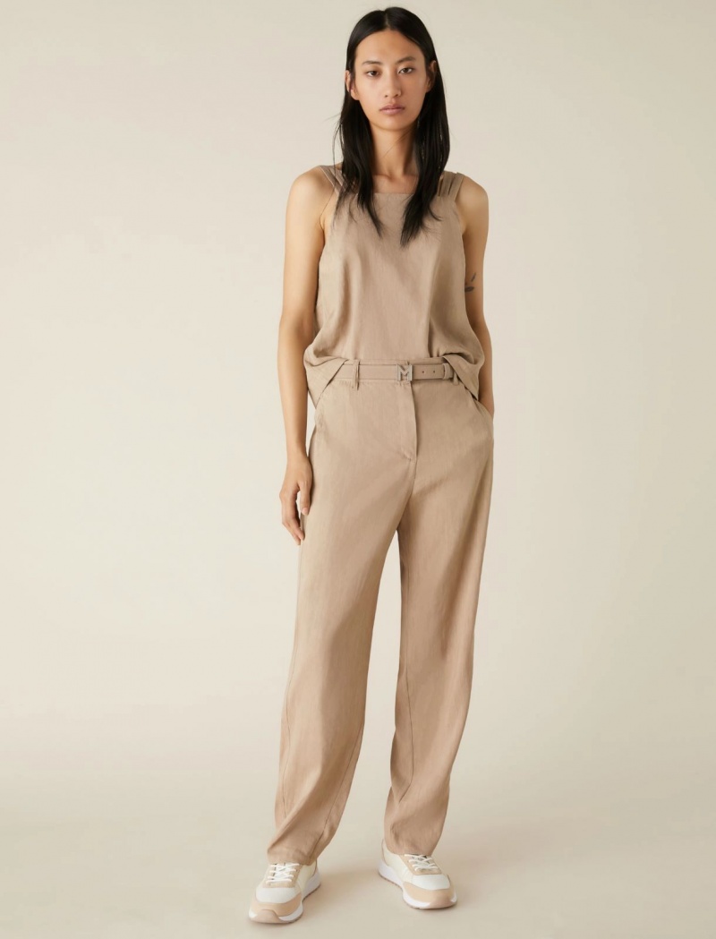 Spodnie Damskie Marella Carrot-Fit Beżowe | Polska 415982-CSP