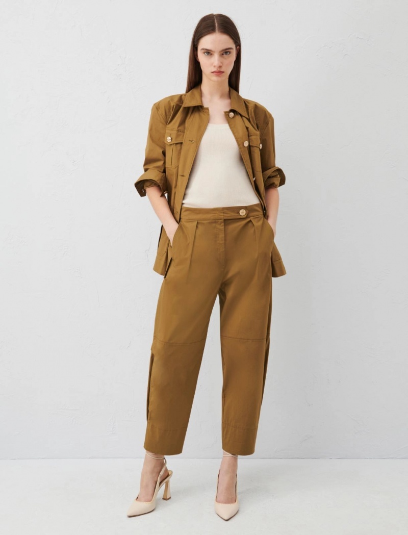 Spodnie Damskie Marella Carrot-Fit Oliwkowe | Polska 421968-MZO