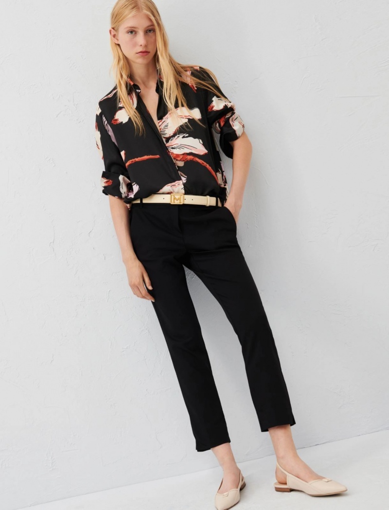 Spodnie Damskie Marella Chino Czarne | Polska 547936-MUN