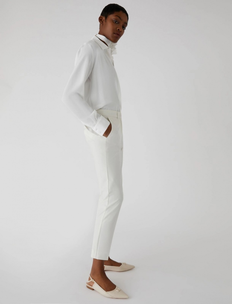 Spodnie Damskie Marella Chino Kremowe | Polska 803571-JSH