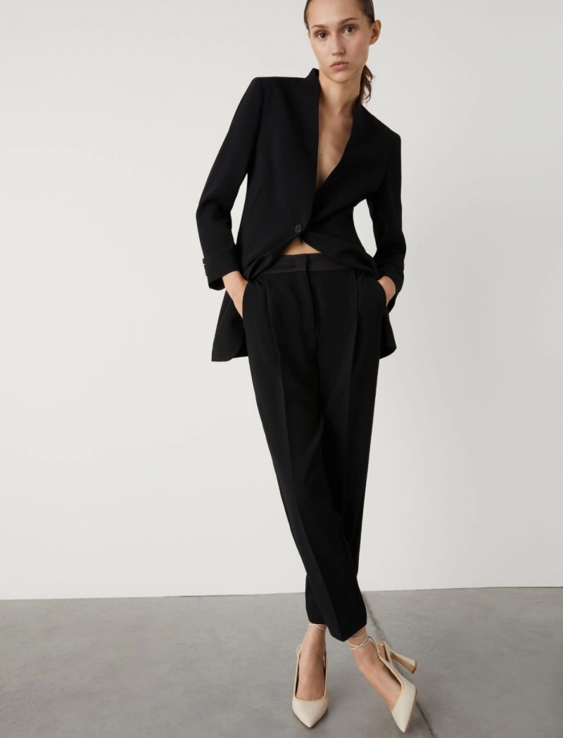 Spodnie Damskie Marella Crepe Czarne | Polska 258397-KXF