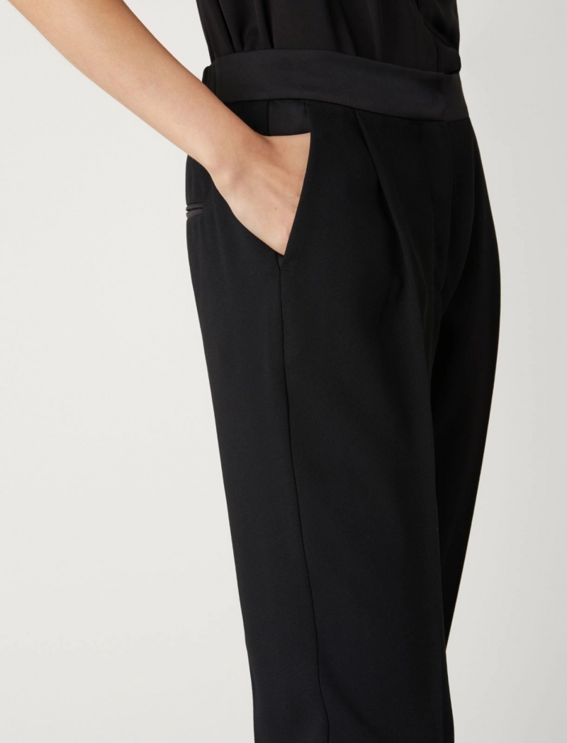 Spodnie Damskie Marella Crepe Czarne | Polska 258397-KXF