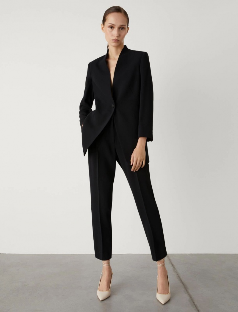 Spodnie Damskie Marella Crepe Czarne | Polska 258397-KXF