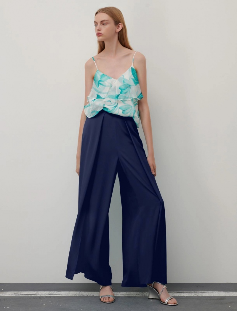 Spodnie Damskie Marella Crepe Granatowe | Polska 675983-EOI