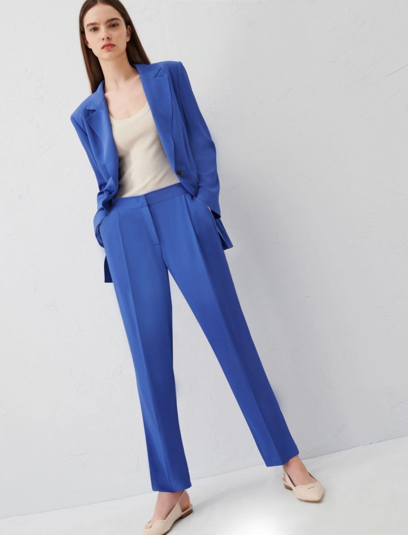 Spodnie Damskie Marella Crepe Niebieskie | Polska 530689-XCU