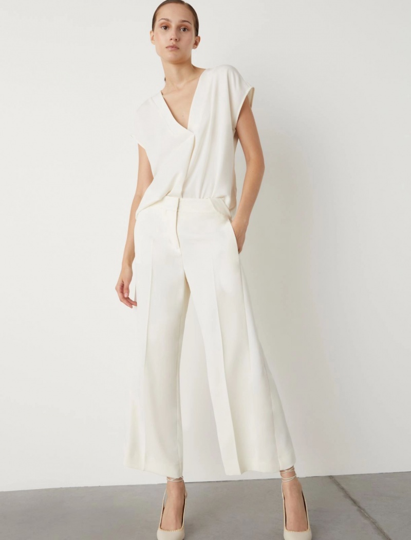 Spodnie Damskie Marella Cropped Białe | Polska 560278-UGF