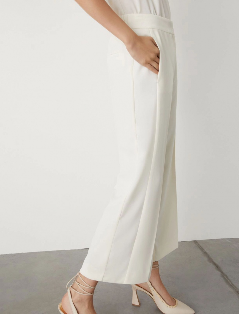 Spodnie Damskie Marella Cropped Białe | Polska 560278-UGF