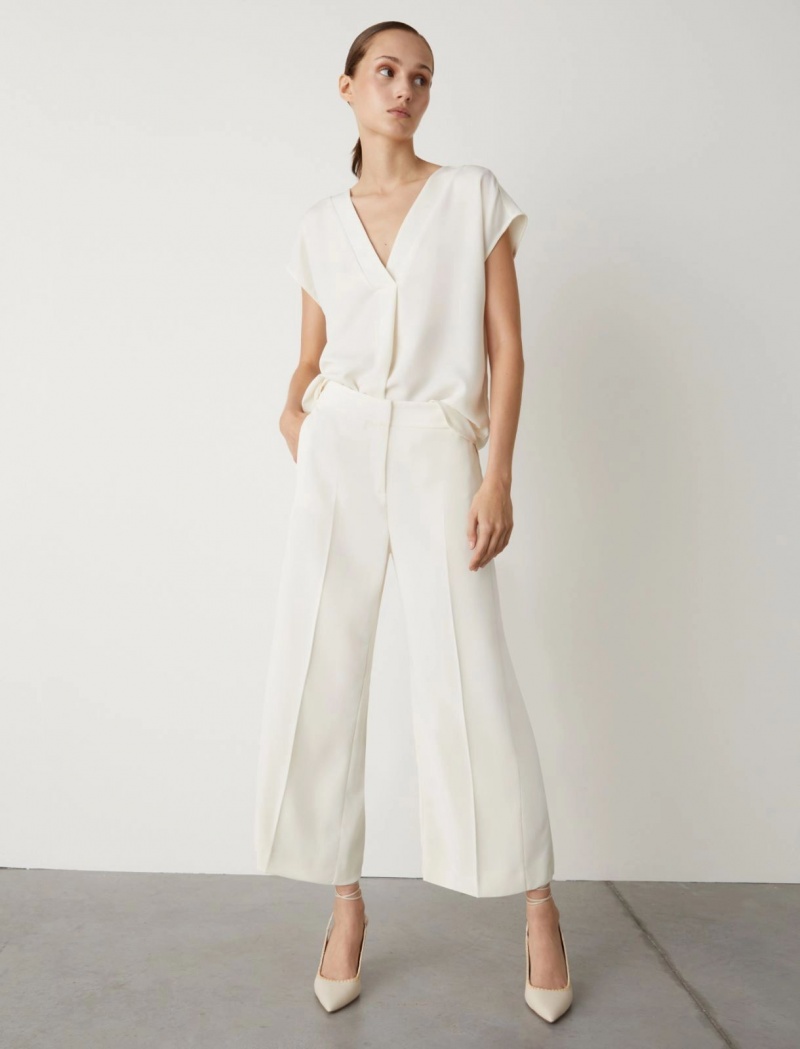 Spodnie Damskie Marella Cropped Białe | Polska 560278-UGF