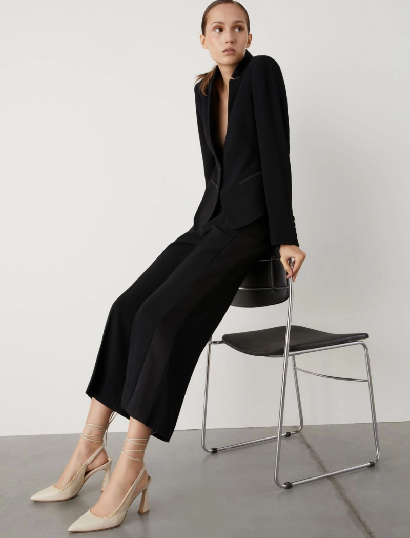 Spodnie Damskie Marella Cropped Czarne | Polska 389516-RTO