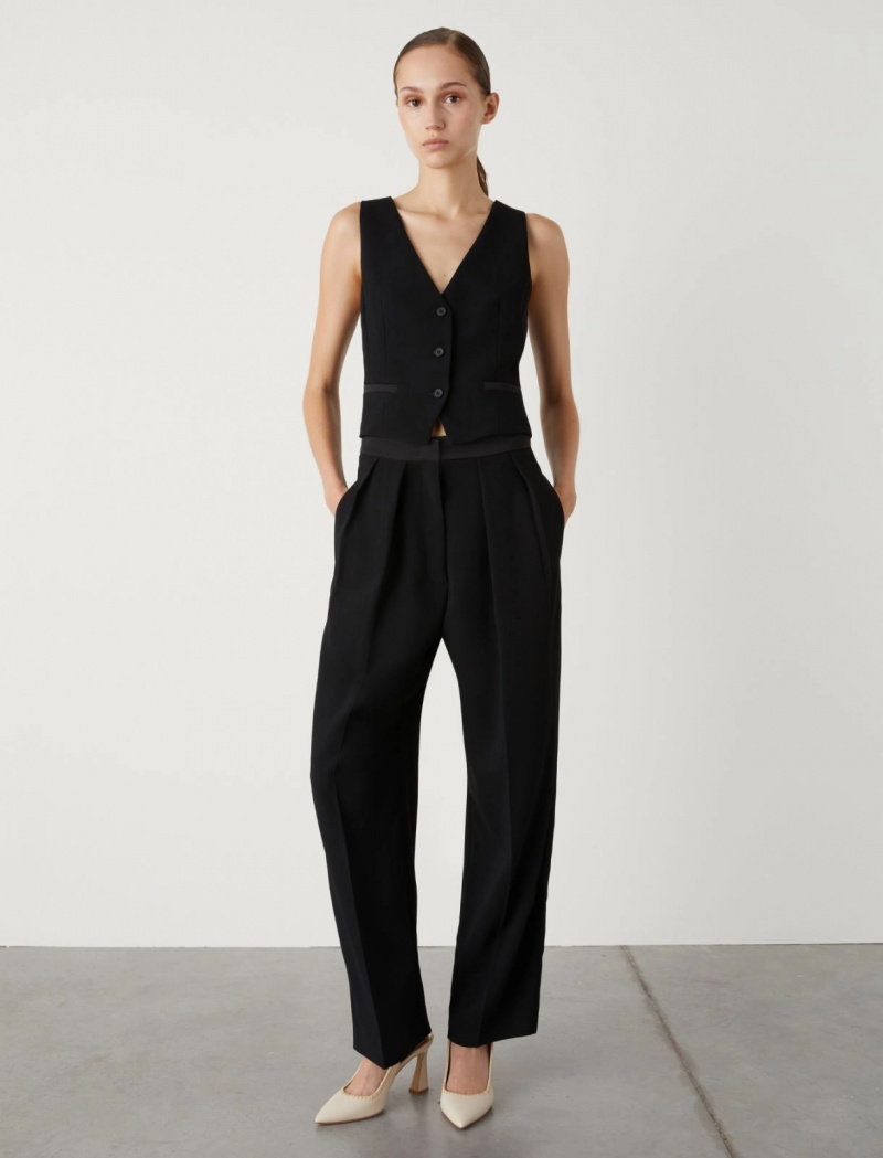 Spodnie Damskie Marella Darted Czarne | Polska 457960-SWZ