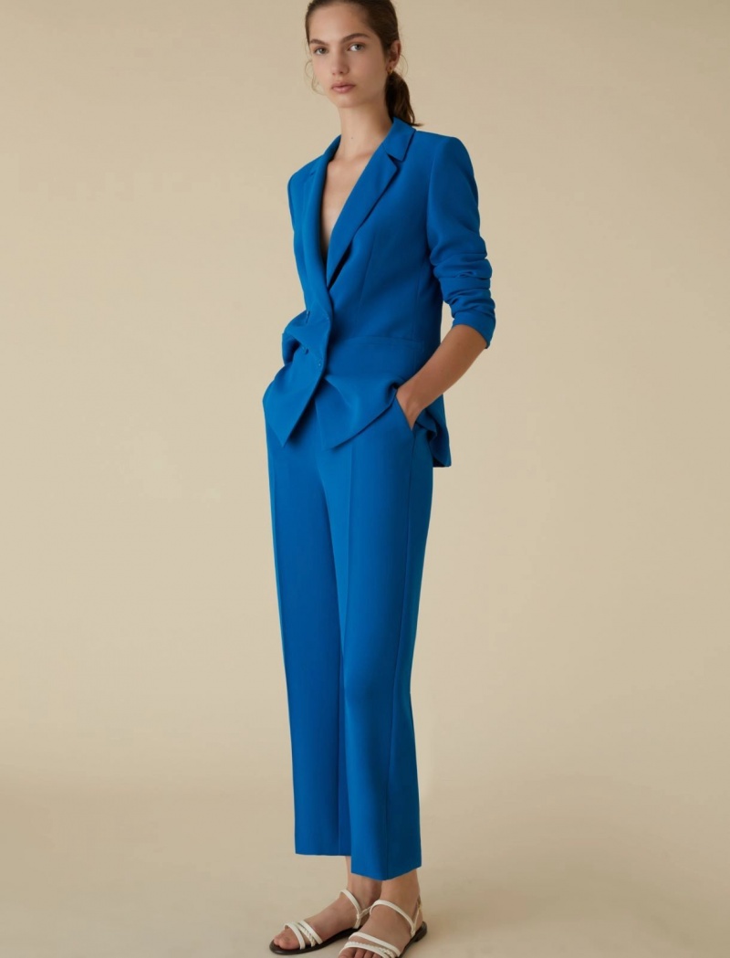 Spodnie Damskie Marella High-Waisted Niebieskie | Polska 182564-OND
