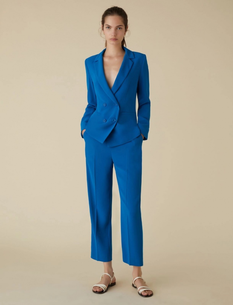 Spodnie Damskie Marella High-Waisted Niebieskie | Polska 182564-OND