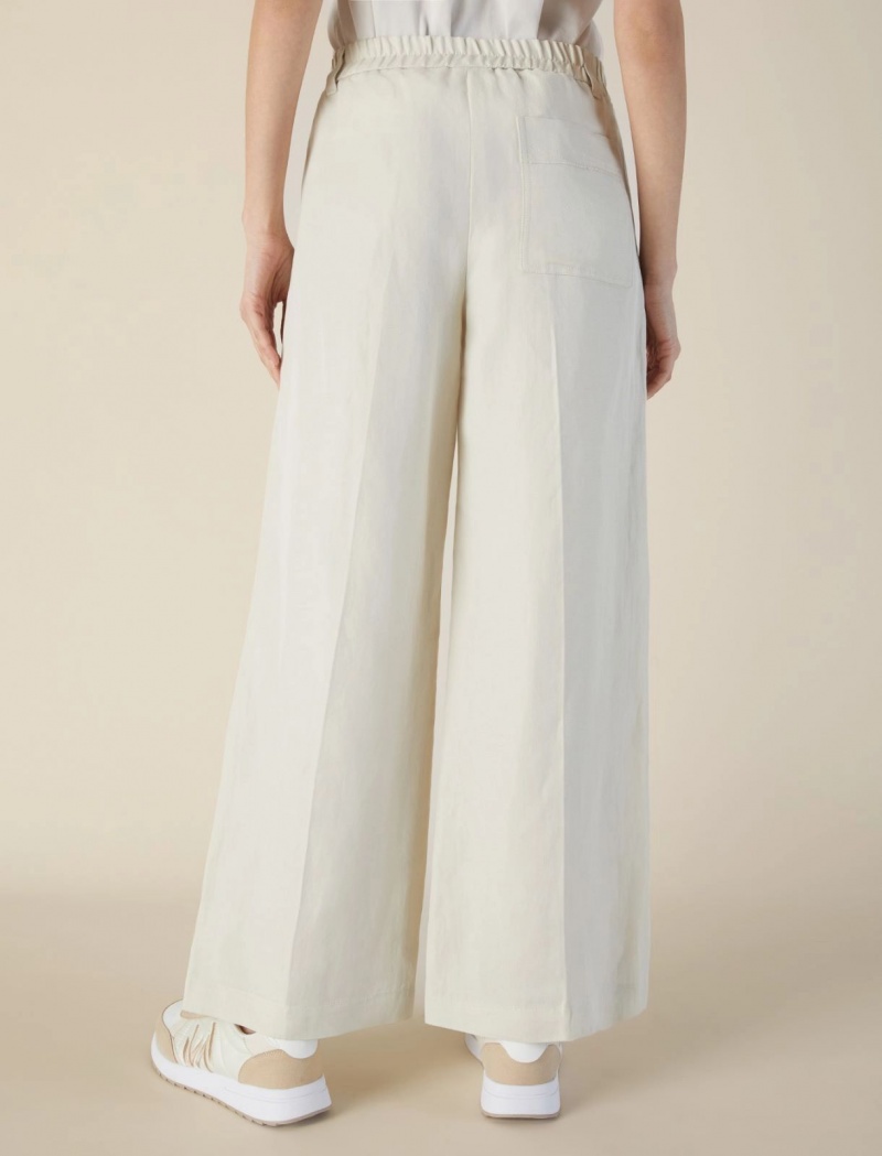 Spodnie Damskie Marella Linen-Blend Białe | Polska 970648-FXQ
