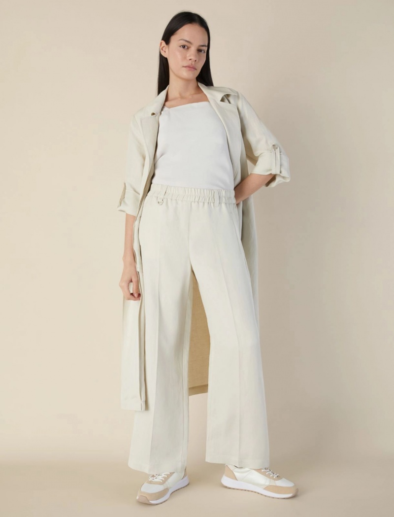 Spodnie Damskie Marella Linen-Blend Białe | Polska 970648-FXQ