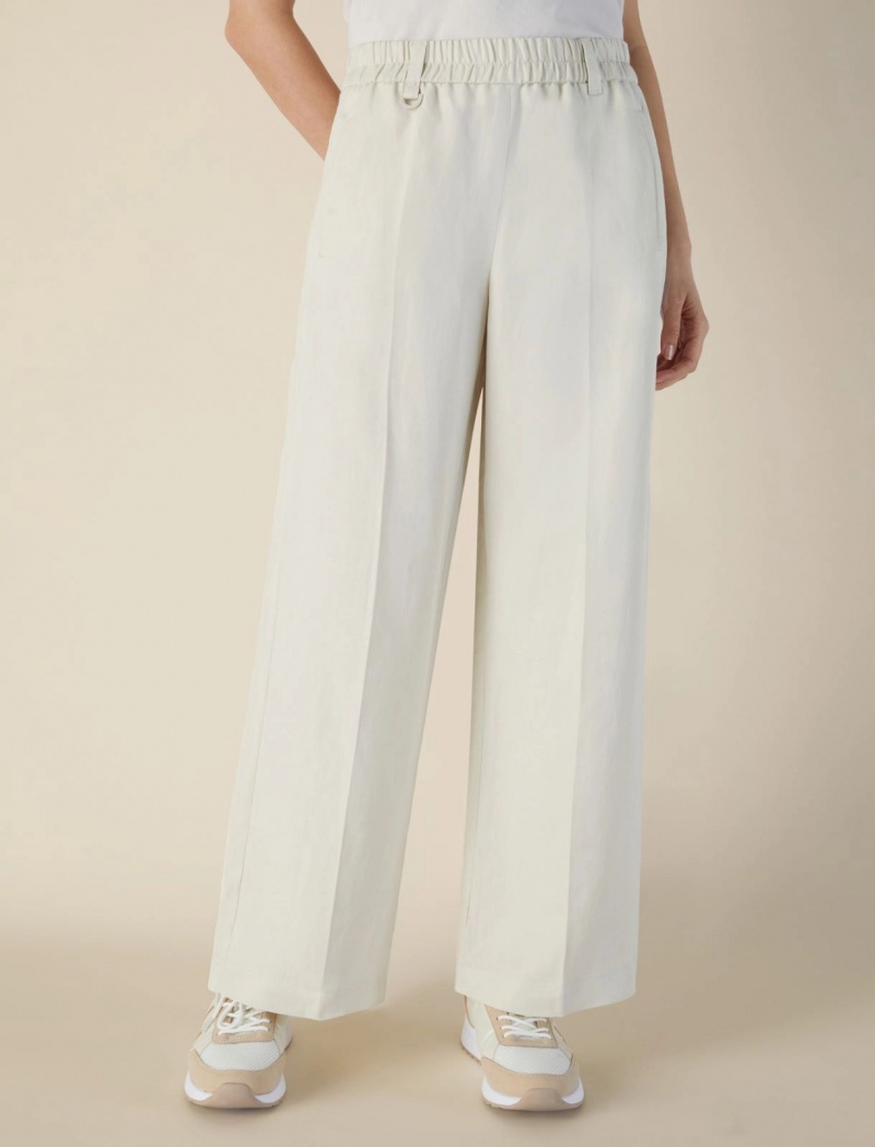 Spodnie Damskie Marella Linen-Blend Białe | Polska 970648-FXQ