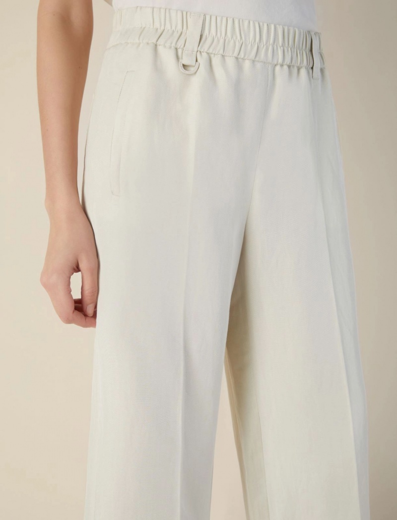 Spodnie Damskie Marella Linen-Blend Białe | Polska 970648-FXQ
