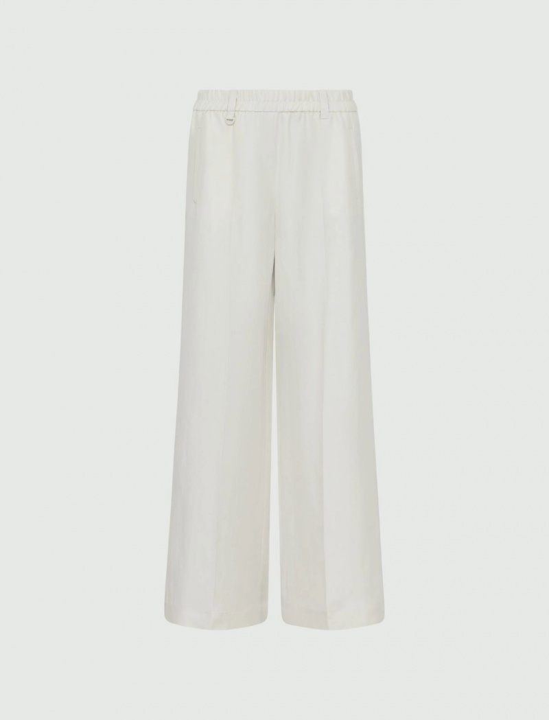 Spodnie Damskie Marella Linen-Blend Białe | Polska 970648-FXQ