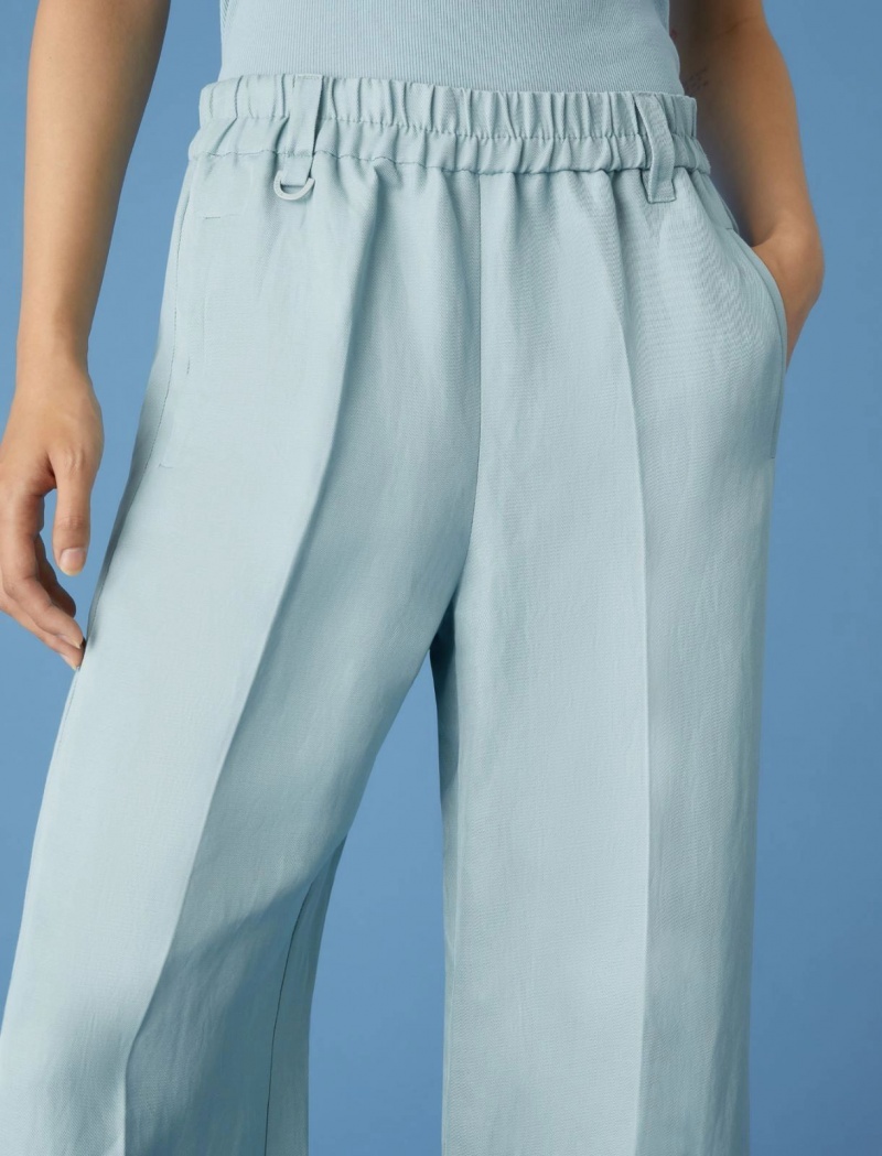 Spodnie Damskie Marella Linen-Blend Niebieskie Niebieskie | Polska 250371-IGP