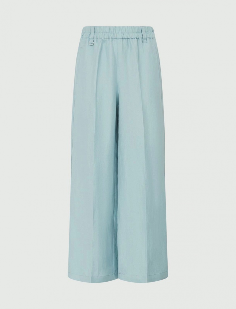 Spodnie Damskie Marella Linen-Blend Niebieskie Niebieskie | Polska 250371-IGP