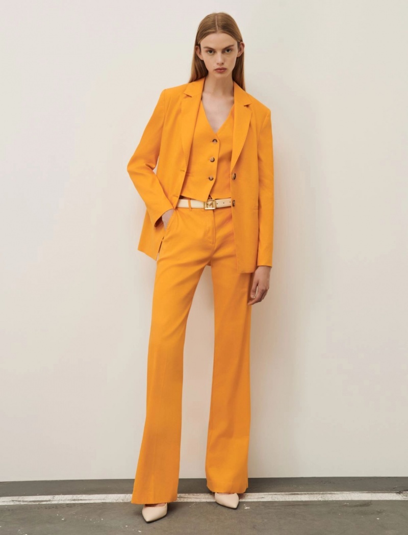 Spodnie Damskie Marella Linen-Blend Pomarańczowe | Polska 547986-BJS