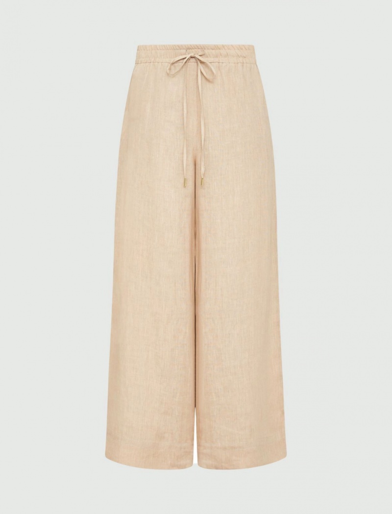Spodnie Damskie Marella Linen Brązowe | Polska 264597-OAU