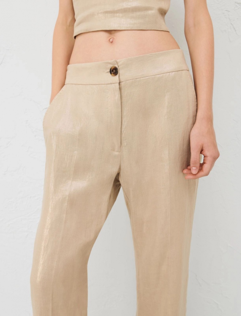 Spodnie Damskie Marella Linen Brązowe | Polska 509634-EBM