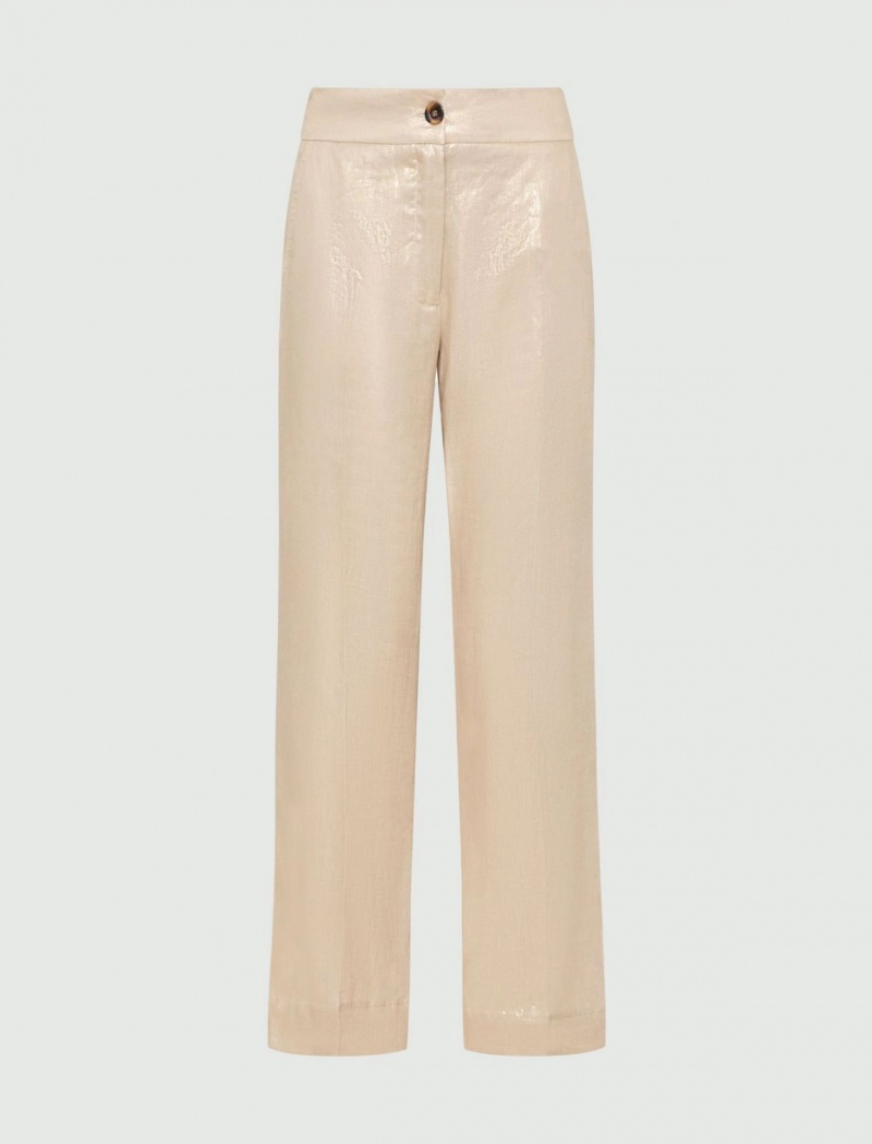 Spodnie Damskie Marella Linen Brązowe | Polska 509634-EBM