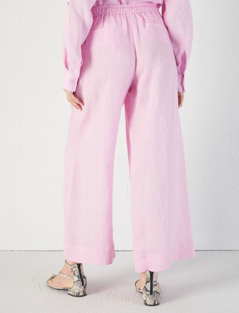 Spodnie Damskie Marella Linen Różowe | Polska 817653-XZL