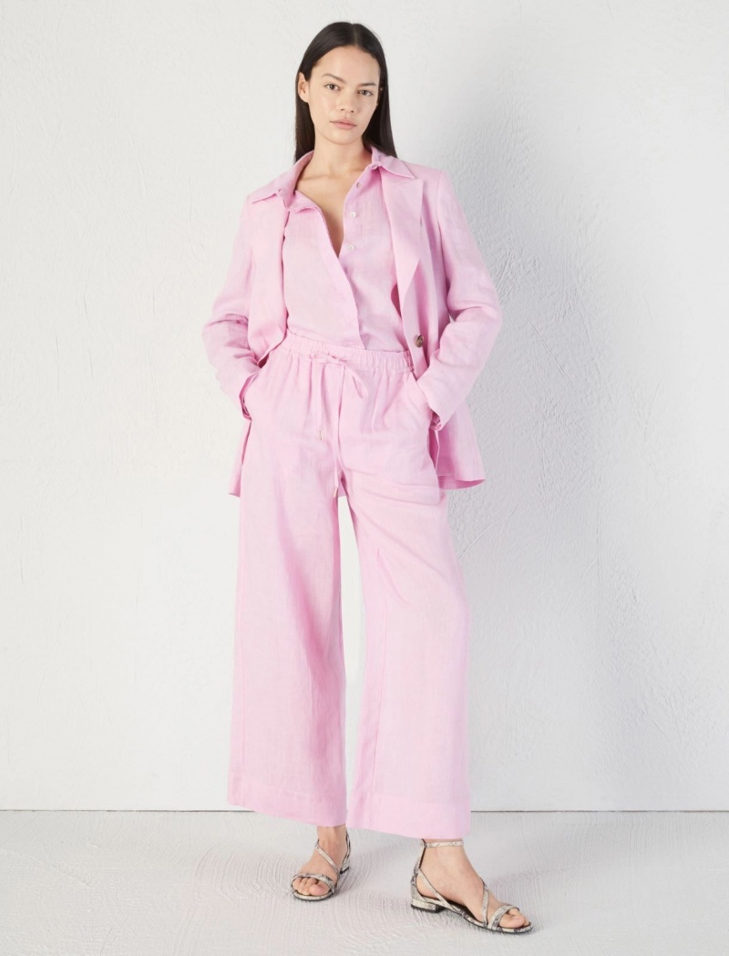 Spodnie Damskie Marella Linen Różowe | Polska 817653-XZL