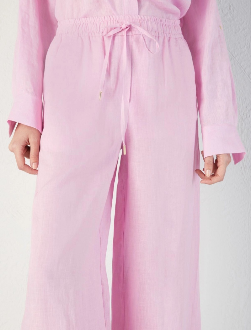 Spodnie Damskie Marella Linen Różowe | Polska 817653-XZL