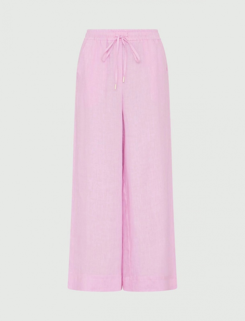 Spodnie Damskie Marella Linen Różowe | Polska 817653-XZL