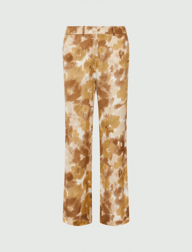 Spodnie Damskie Marella Patterned Beżowe | Polska 263789-AZM