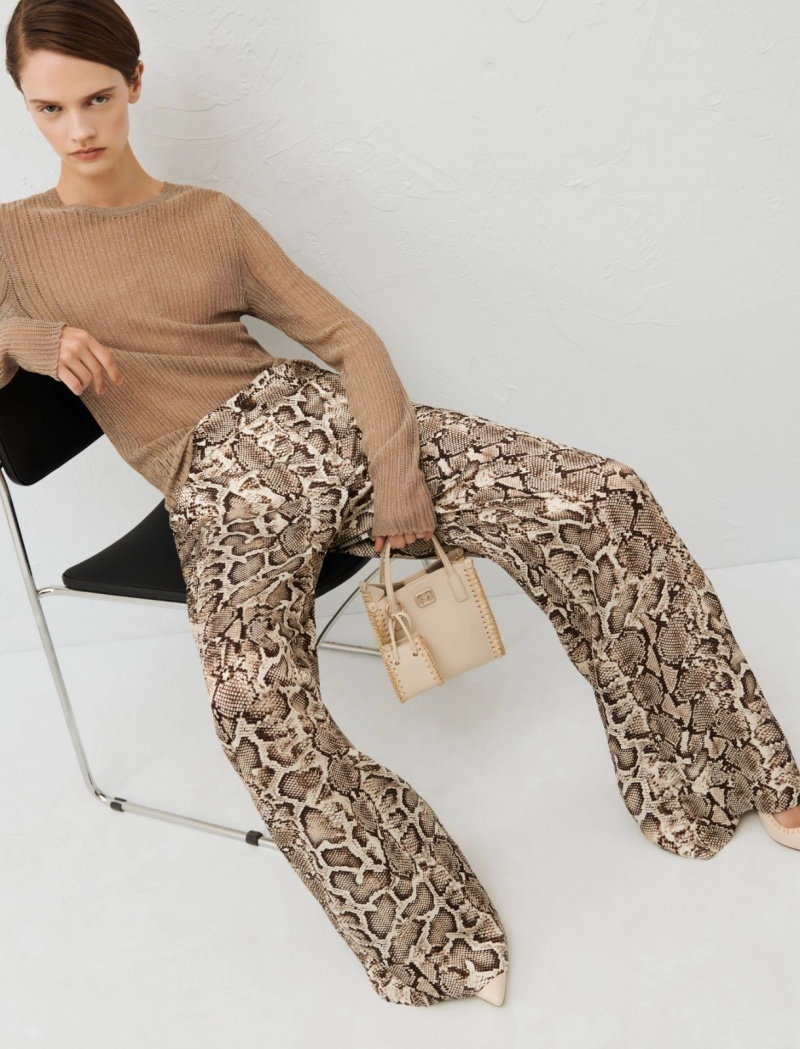 Spodnie Damskie Marella Patterned Beżowe | Polska 028461-LET
