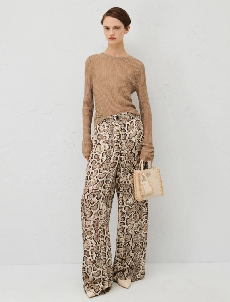 Spodnie Damskie Marella Patterned Beżowe | Polska 028461-LET